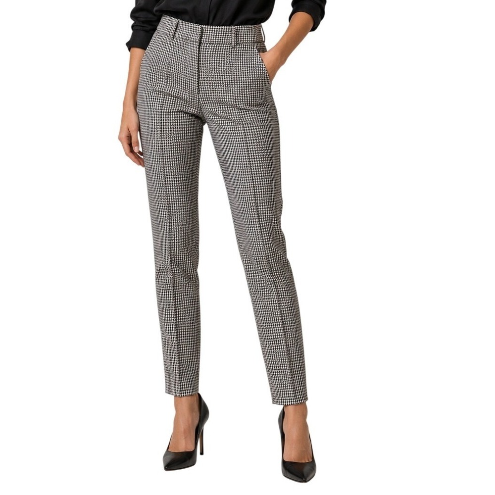 Veronica Beard Black White Houndstooth Slim‎ Leg Trousers Pants Women's 4